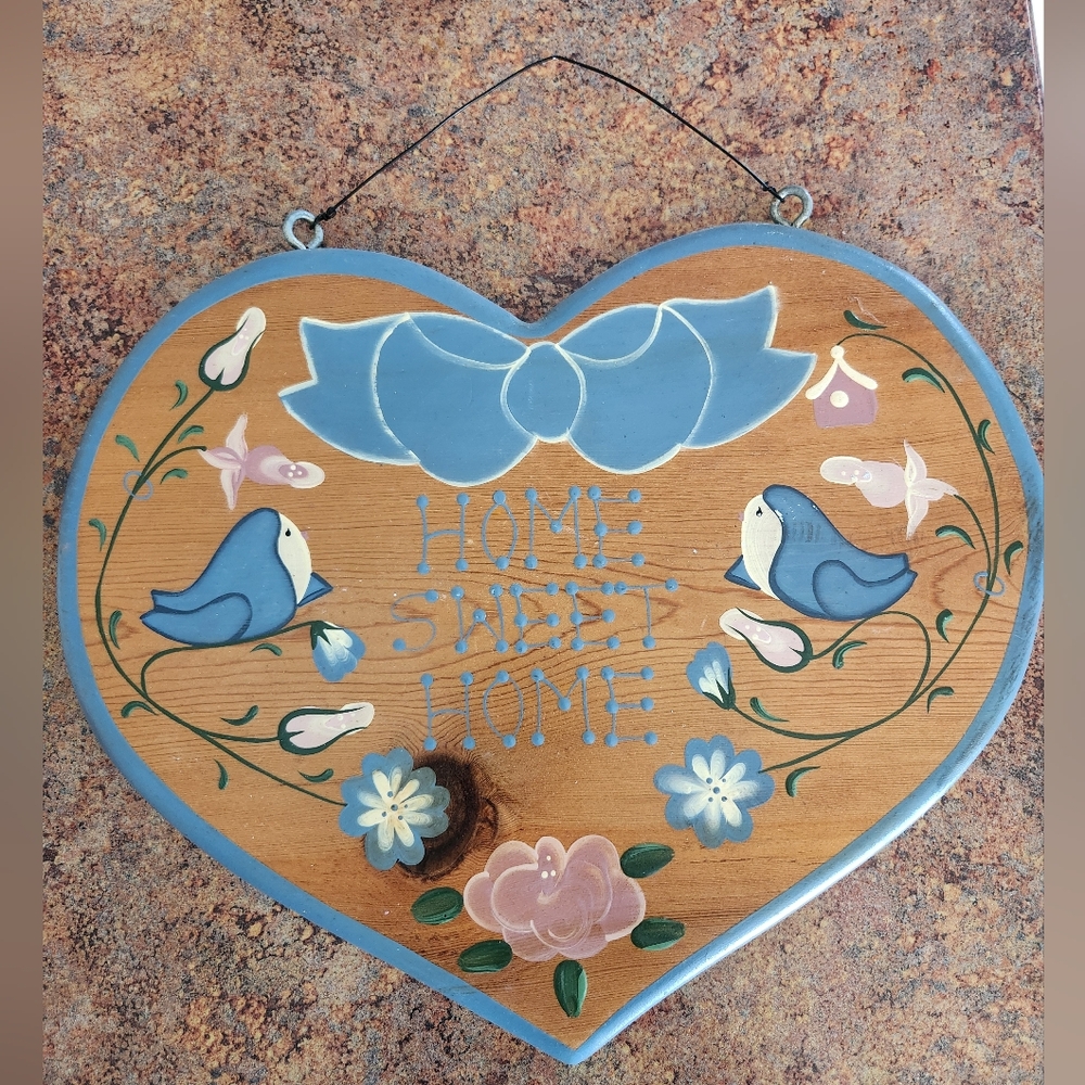 Vintage Hand Painted Wooden Sign "Home Sweet Home"